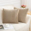 Axyaa Soft Striped Faux Rabbit Plush Cushion Covers for Stylish Home Decor.