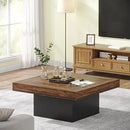 Axyaa LED Square Coffee Table - Contemporary Centerpiece with Rustic Charm