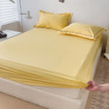 Axyaa 100% Cotton Fitted Sheet & Pillowcase Set, White, 180x200, 3Pcs