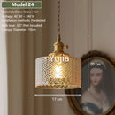 Axyaa Amber Glass Pendant Light Brass Vintage Adjustable Hanging Lamp