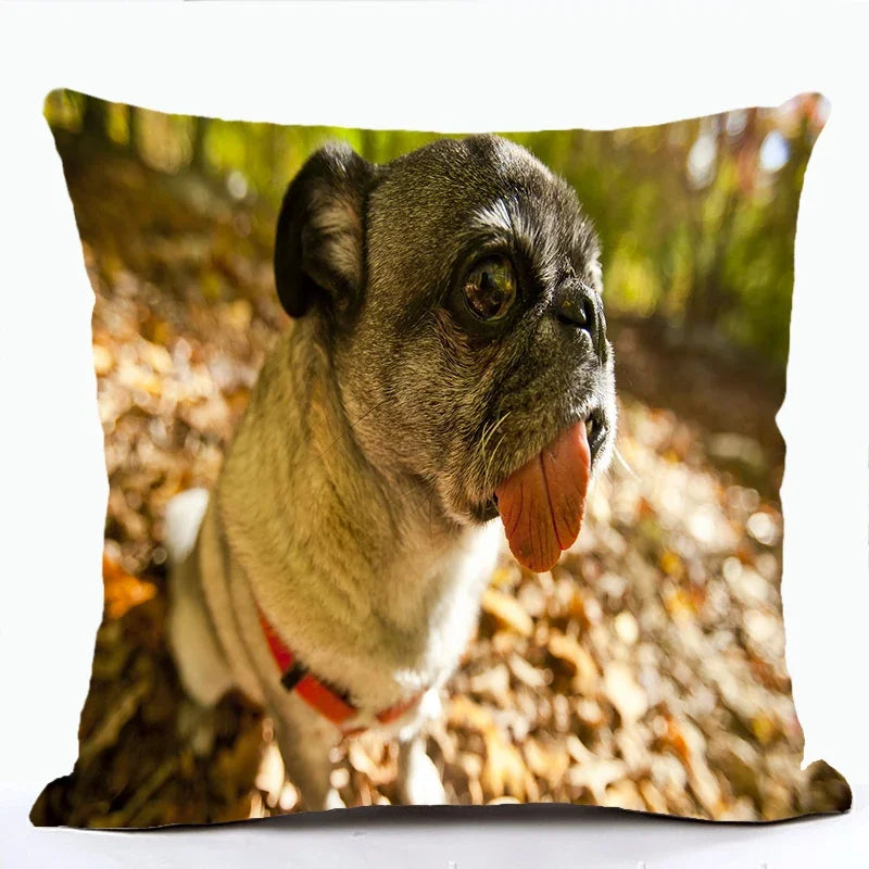 French Bulldog & Pug Dog Pillowcase by Axyaa - Decorative Animal Polyester Cushion Cover