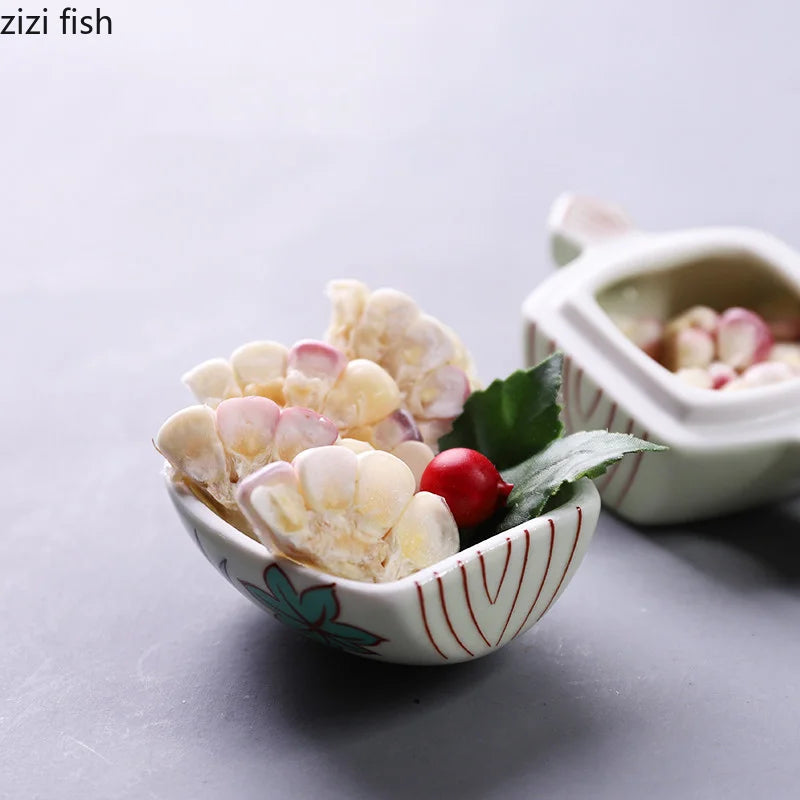 Axya Ceramic Tableware Set: Bowl with Lid, Pickle Dish, Plate, Bowl, Tray