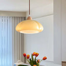 French Cream Pumpkin Pendant Light by Axyaa: Wooden Glass Small Chandelier for Home or Restaurant