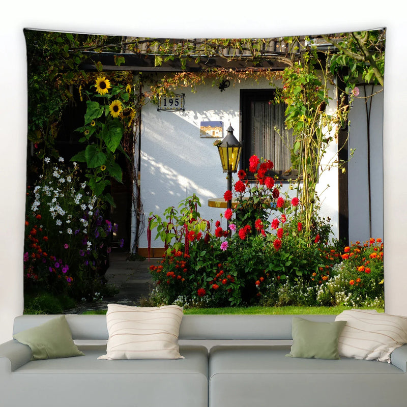 Axyaa Flower Tapestry: Garden Wall Hanging and Outdoor Home Decor