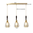 Axyaa Wood LED Pendant Lamp American Vintage Nordic Copper Glass Hanging Light