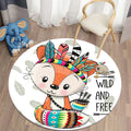 Axyaa Lion Cartoon Animal Round Carpet for Living Room Children's Bedroom