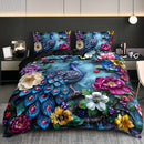 Axyaa Floral Duvet Cover Set with 2 Pillowcases - All-Season Animal Print, Breathable