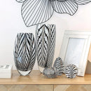 Axyaa Murano Style Black & White Feather Glass Vase: Hand Blown Art for Decor & Centerpiece
