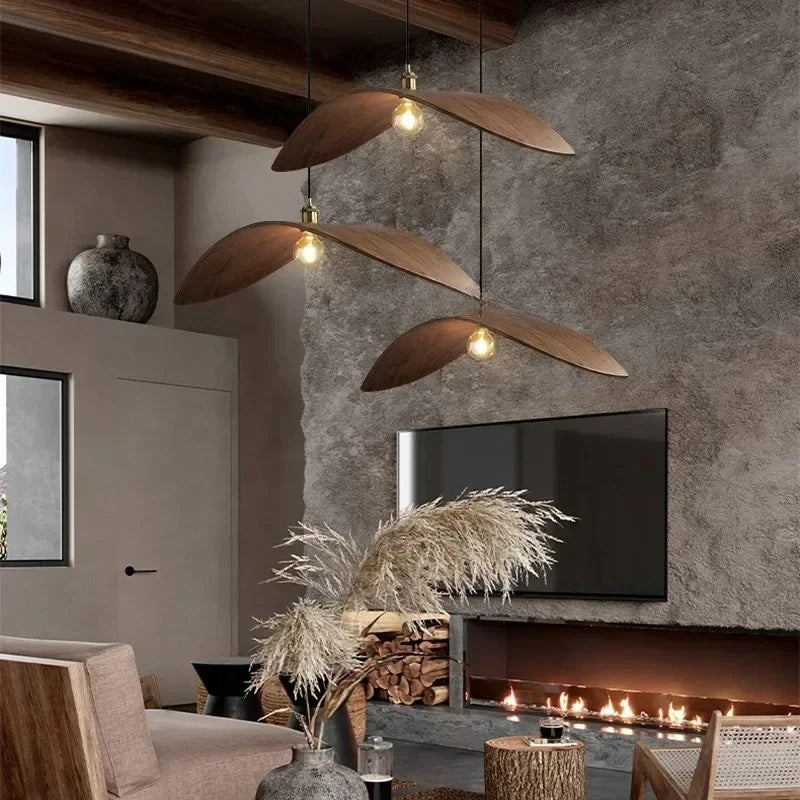 Axyaa Walnut Wood Pendant Lamp for Kitchen Restaurant Home Decor Lighting
