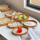 Axyaa Light Luxury Shell Inlaid Rattan Storage Basket Tray