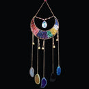 Axyaa Agate 7 Chakra Gem Dream Catcher Wall Decor Moon Gemstone Wind Chime