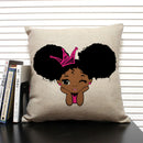 Axyaa Cute Cartoon Girl Pillow Case Africa Baby Cushion Cover Home Decor Linen Pillowcase