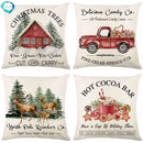 Christmas Decor Pillow Cover 18x18 in Linen Throw - Axyaa Home Decor