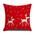 Christmas Cartoon Pillowcase | Deer & Bear Print | Linen Cushion Cover | Axyaa Brand
