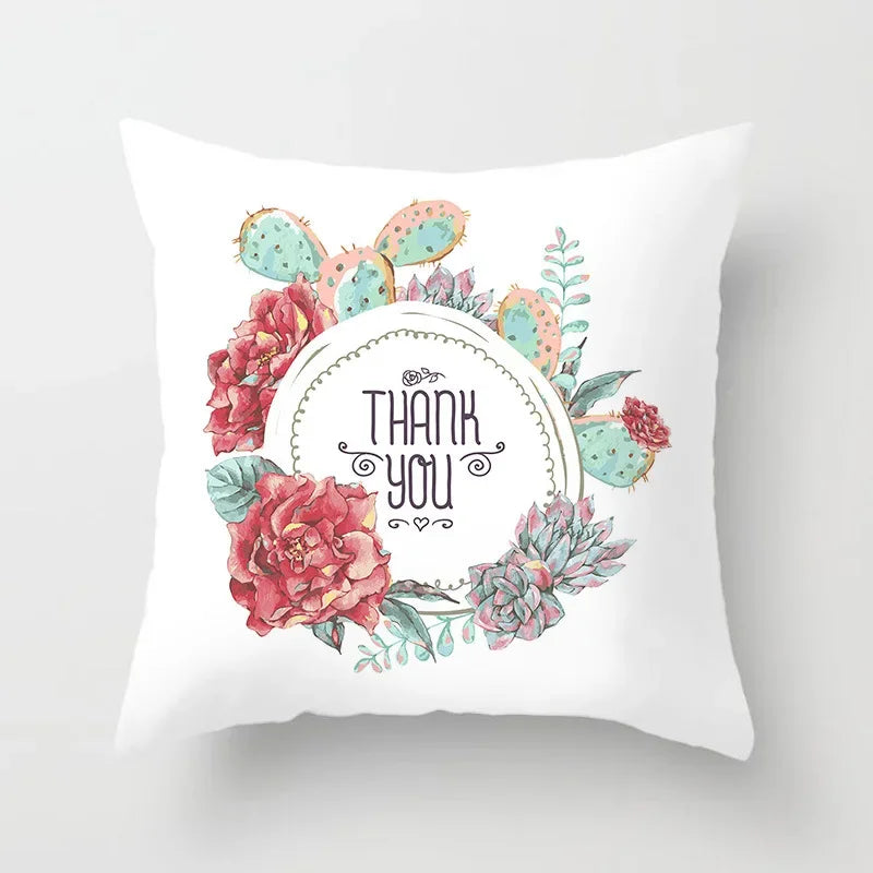 Tropical Cactus Succulent Plant Print Pillow Cover for Home Decor by Axyaa