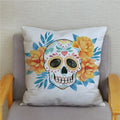 Colorful Day Of The Dead Skull Pattern Pillow Cover by Axyaa