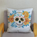 Colorful Day Of The Dead Skull Pattern Pillow Cover by Axyaa