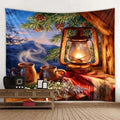 Axyaa Christmas Party Decoration Background Cloth Santa Claus Christmas Tree Stove Tapestry