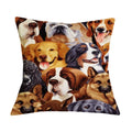 British Cat Golden Retriever Print Linen Cushion Cover - Axyaa Home Decor