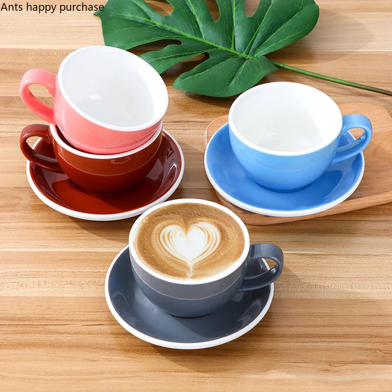 Axya 350ml Ceramic Coffee Cup and Saucer Set for Office Use