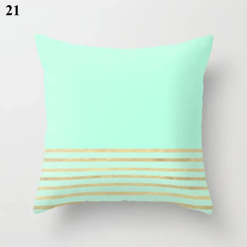 Axyaa Mint Green Blue Geometric Cushion Cover Modern Home Decor