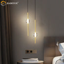 Axyaa Crystal Copper Long Chandelier for Bedroom Dining Living Room
