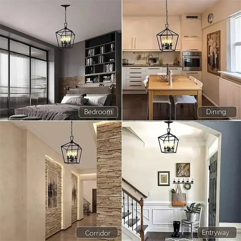 Axyaa Retro Birdcage Pendant Chandelier for Dining Room and Home Decor