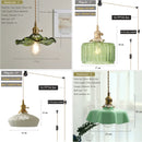 Axyaa Glass Pendant Light E27 Base Adjustable Ceiling Lamp for Living Room