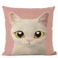 Axyaa Cute Animal Big Eyes Dog Funny Cat Throw Pillow Cover Home Decor Cotton Linen