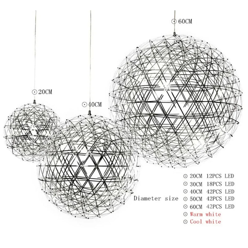 Axyaa Spark Ball LED Chandelier: Modern Loft Pendant Lamp for Home Decor Lighting