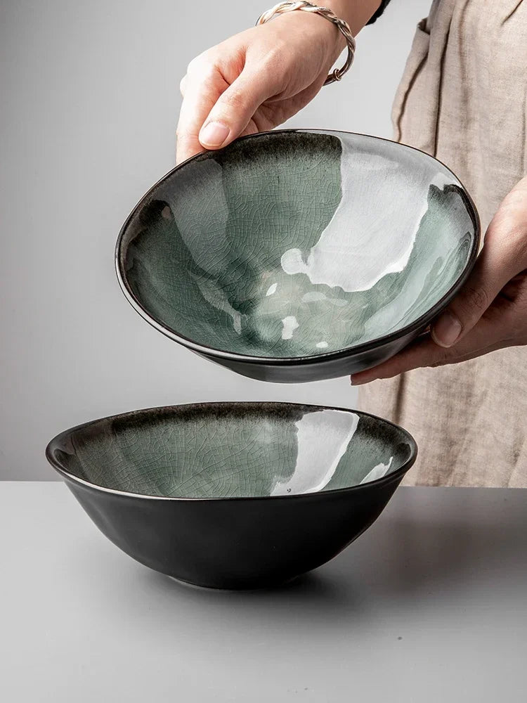 Axya 7.5" Ice Crack Glaze Salad Bowl - Japanese Ramen Ceramic Dish