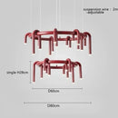 Axyaa Nordic Retro U-shaped Round Chandelier - Modern Living Room Dining Bedroom Red Lamp