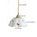 Axyaa Flower Ceramic Pendant Lights: France Style Home Decor LED Handing Lamp