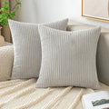 Axyaa Christmas Red Striped Corduroy Pillow Covers Set
