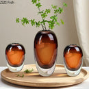 Axyaa Caramel Glass Vase for Table Flower Arrangement