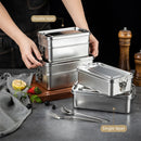Axyaa Stainless Steel Square Bento Box with Lock Clip - Large Capacity