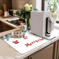 Axyaa Christmas Watercolor Absorbent Dish Drying Mat with Rubber Backing