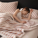 Axyaa Cozy Striped Flannel Throw Blanket - Ultra Soft Milk Velvet Plush Bedspread