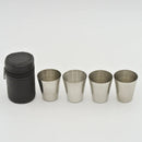 Axyaa Stainless Steel Shot Glasses 4-Pack with Leather Case - Camping Drinkware