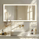 Axyaa LED Rectangular Bathroom Mirror with Colour Illumination and Antifog - Golden Frame