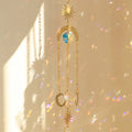 Axyaa Crystal Butterfly Moon Prism Suncatcher - Outdoor Rainbow Maker Fairy Garden Decor