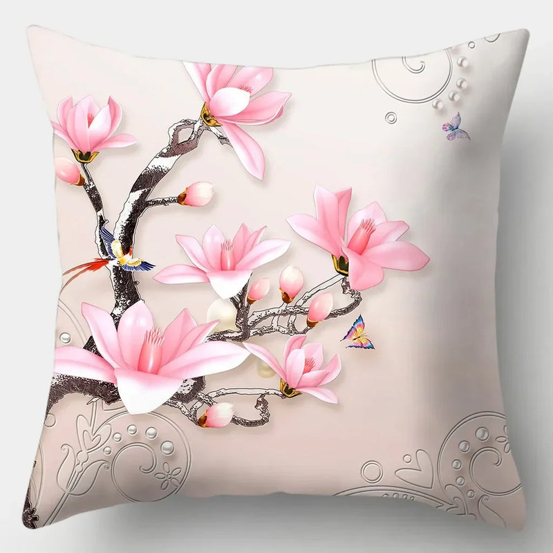Axyaa Retro Flowers Pillowcase 45cmX45cm Square Sofa Cushion Cover