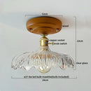 Axyaa Glass Wood LED Ceiling Lights Modern Plafondlamp for Living Room & Corridor