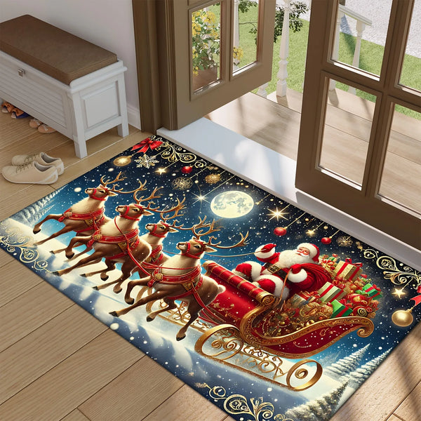 Christmas Santa & Reindeer Door Mat - Axyaa Home Decor