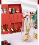 Axyaa Christmas Doll Spoon Fork Set Stainless Steel Tableware Gift Box