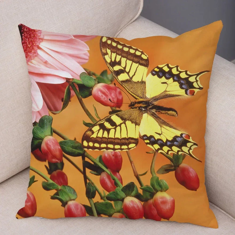 Axyaa Butterfly Flower Pillow Cover 45*45cm for Home Sofa Decor