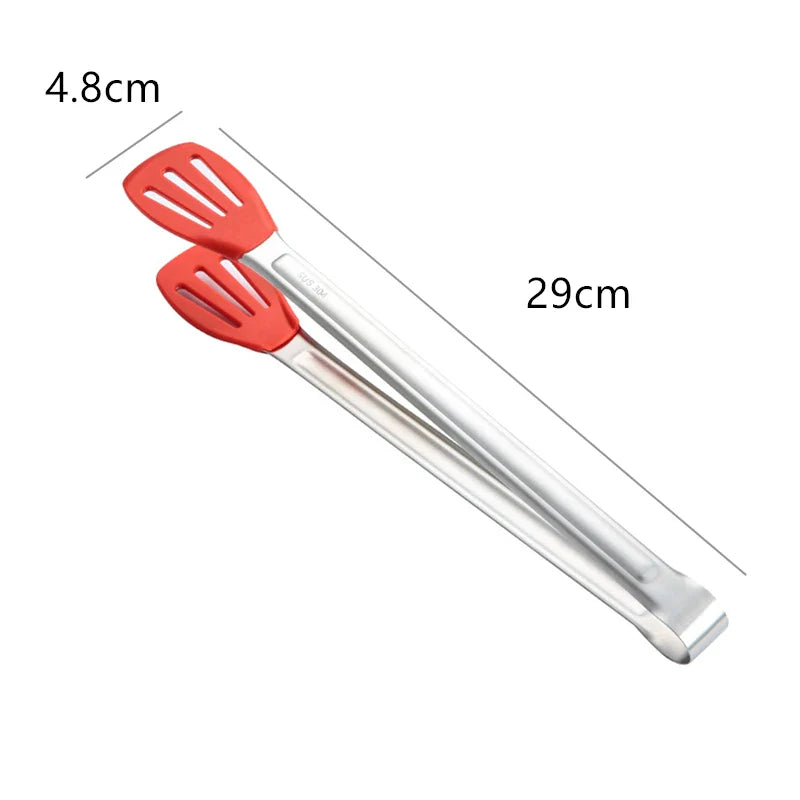 Axyaa Stainless Steel Kitchen Bread Tongs with No-Slip Handle