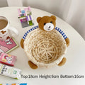 Axyaa Cute Bear Storage Basket Mini Woven Desktop Organizer Home Decor