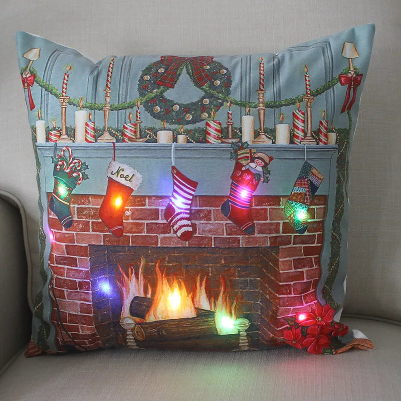 Axyaa LED Christmas Pillow Cover for Festive Holiday Decor
