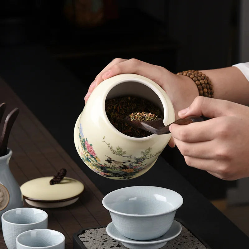 Axya Vintage Ceramic Tea Caddy Storage Jar Set